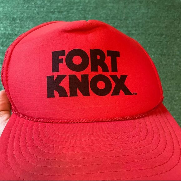Vintage Fort Knox 90s Red Trucker Hat Rope Snapback - Picture 2 of 6